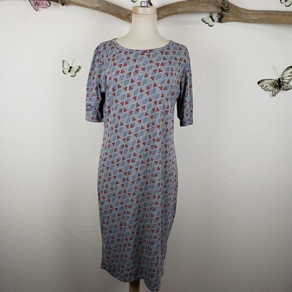 Lularoe Julia gray multi colored triangles - Picture 6 of 6